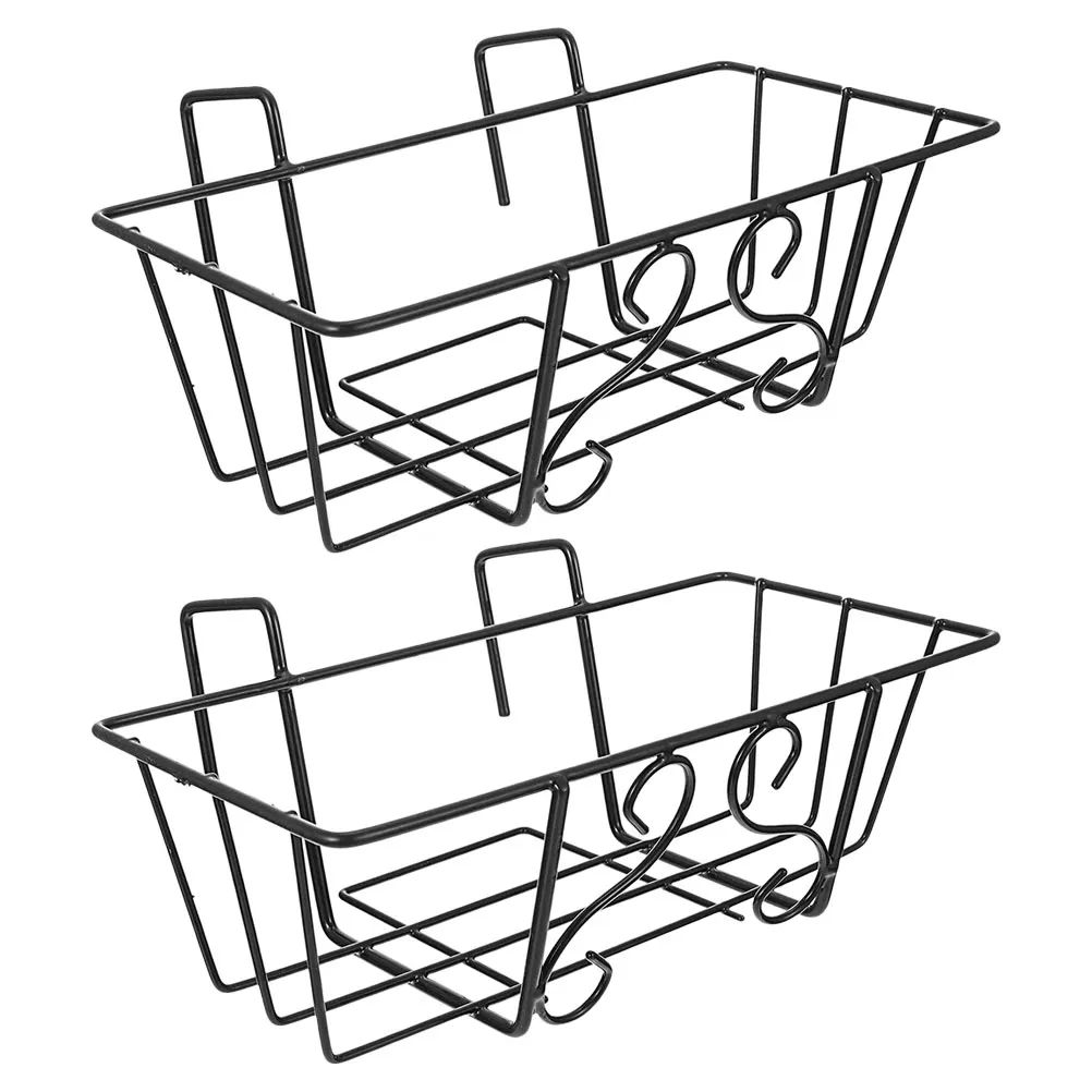 

2Pcs Iron Flower Stand Balcony Hanging Planter Rack Railing Shelf Durable Plant Holder Suitable Potted Plants Easy Installation
