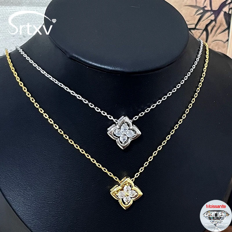 

Trendy D Moissanite Pendant Dainty Necklaces for Women Girls S925 Silver Certified Four-Leaf Clover Lab Diamond Pendant Jewelry