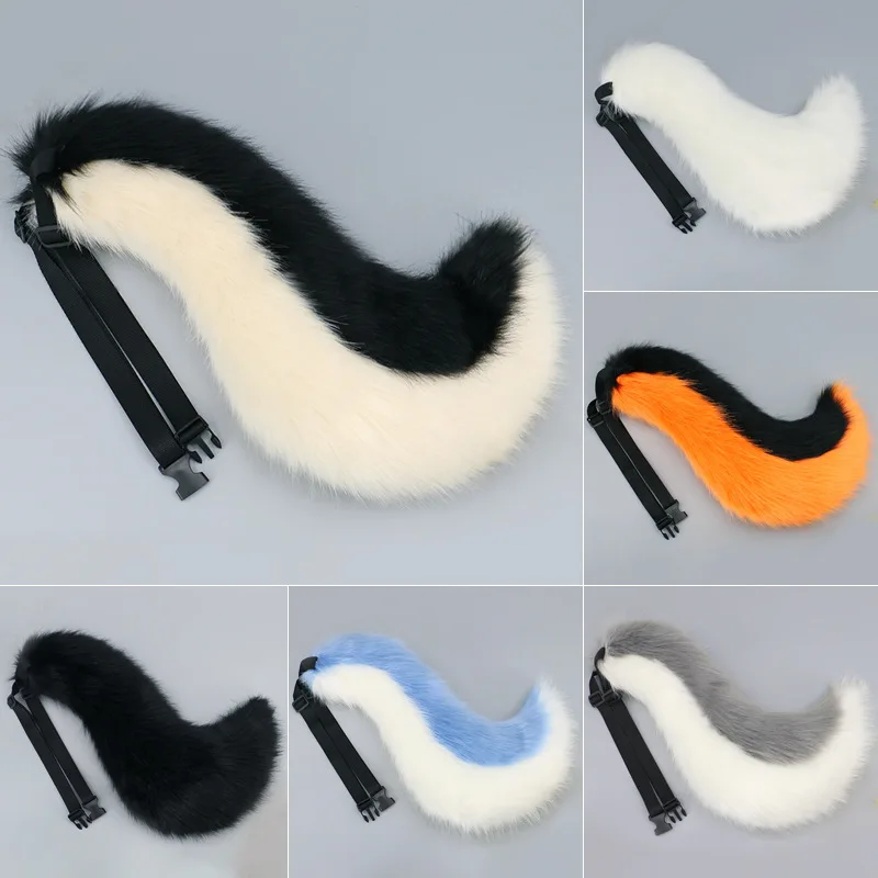 Halloween Party Simulation Animal Tails Kwaii Tail Girl Plush Cosplay Props Faux Fur Wolf Tail Lolita Cosplay Animal Tails