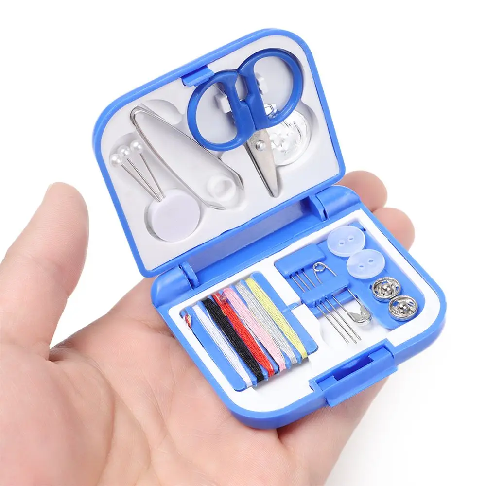Mini Kit da cucito scatola da cucito portatile da viaggio per la casa Set di fili per aghi Set di bottoni per ditali Organizer accessori per cucire fatti a mano fai da te