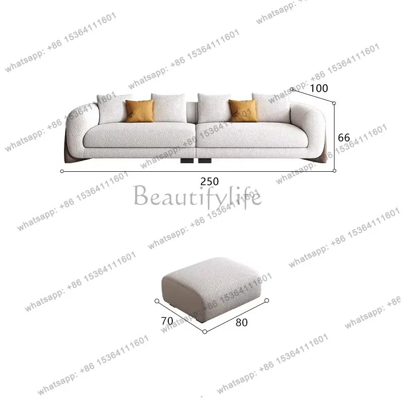 Combination White Boucle Upholstered Wood Legs 3 Seat Sofa