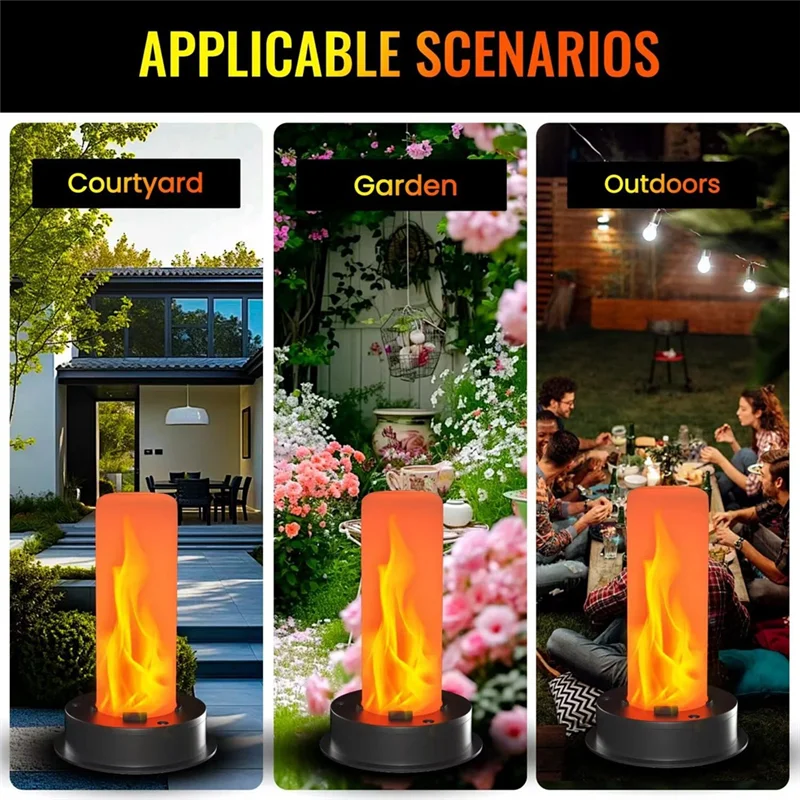 ABKS-2 Pack Replacement Solar Light Tops With Flickering Flame,Waterproof Outdoor Solar Light Parts Lantern Replacement Kit
