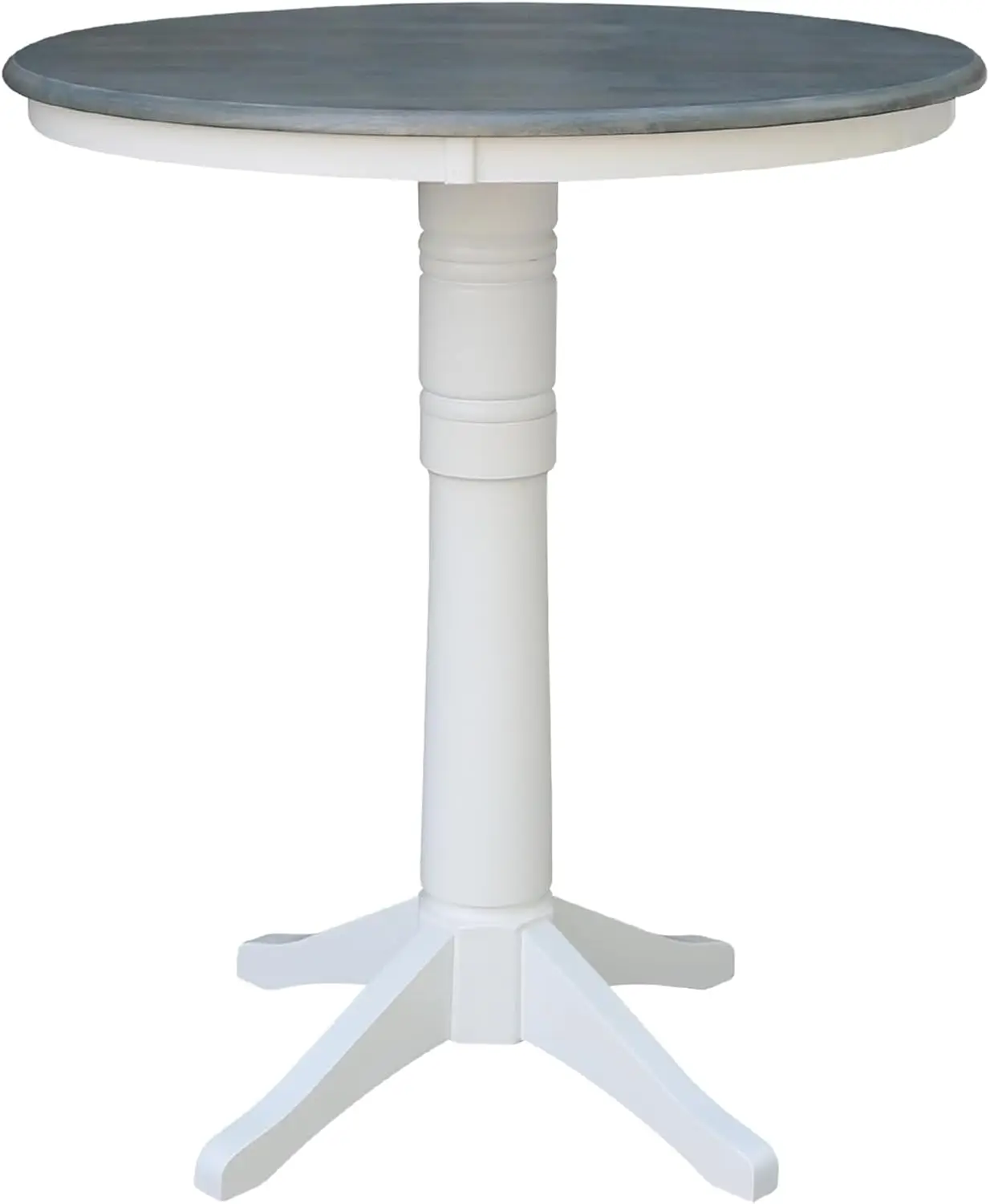 

International Concepts 36-Inch Round Top Pedestal Table - Bar Height - White/Heather Gray