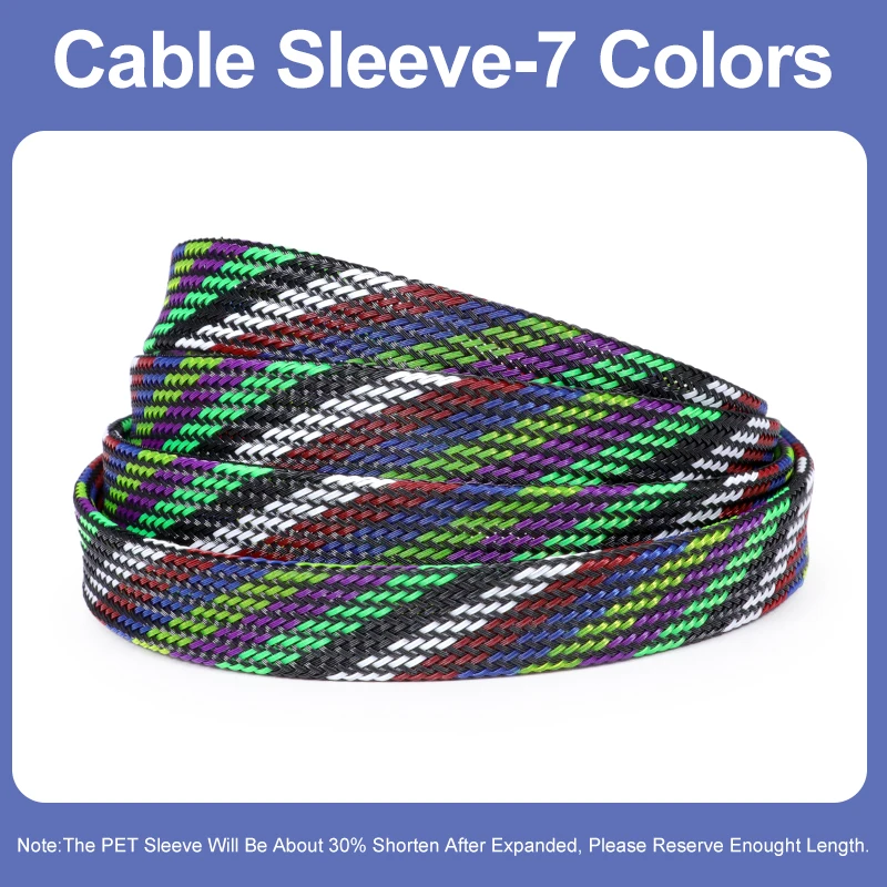 7 Colors PET Insulation Expandable Braided Sleeve 2mm - 16mm High Density Wire Wrap Cover Nylon Sheath Protection Cable Sleeving