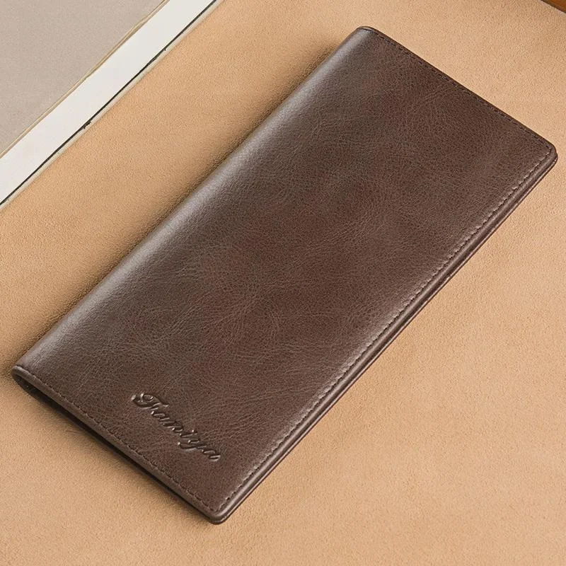 

Мужской длинный тонкий повседневный кошелек с несколькими отделениями для карт, кожаный клатч в корейском стиле, студенческий модный ретро-кошелек с зажимом для денег