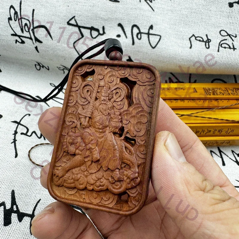 Lightning strike jujube wood, Wu Caishen Zhao Gongming pendant, auspicious
