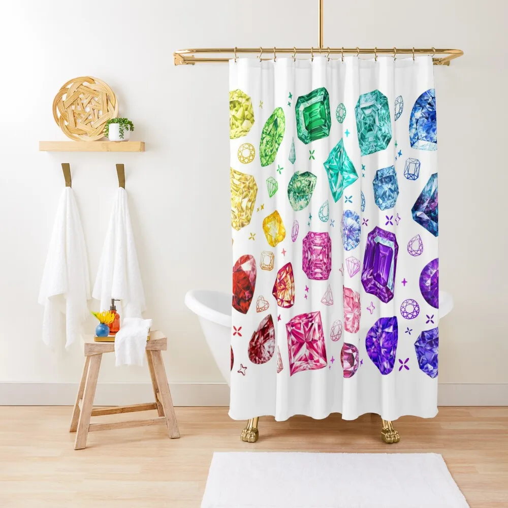 

Colorful Gemstone Collection. Gem Print Shower Curtain Bathroom Decor Bathtub Bathroom Accessorys Curtain