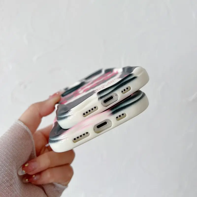 Cute Curly Wave Heart Phone Case for Samsung Galaxy S20 FE S21 S22 Plus S23 Ultra A71 A72 A73 J7 J2 Prime Flower Soft TPU Cover