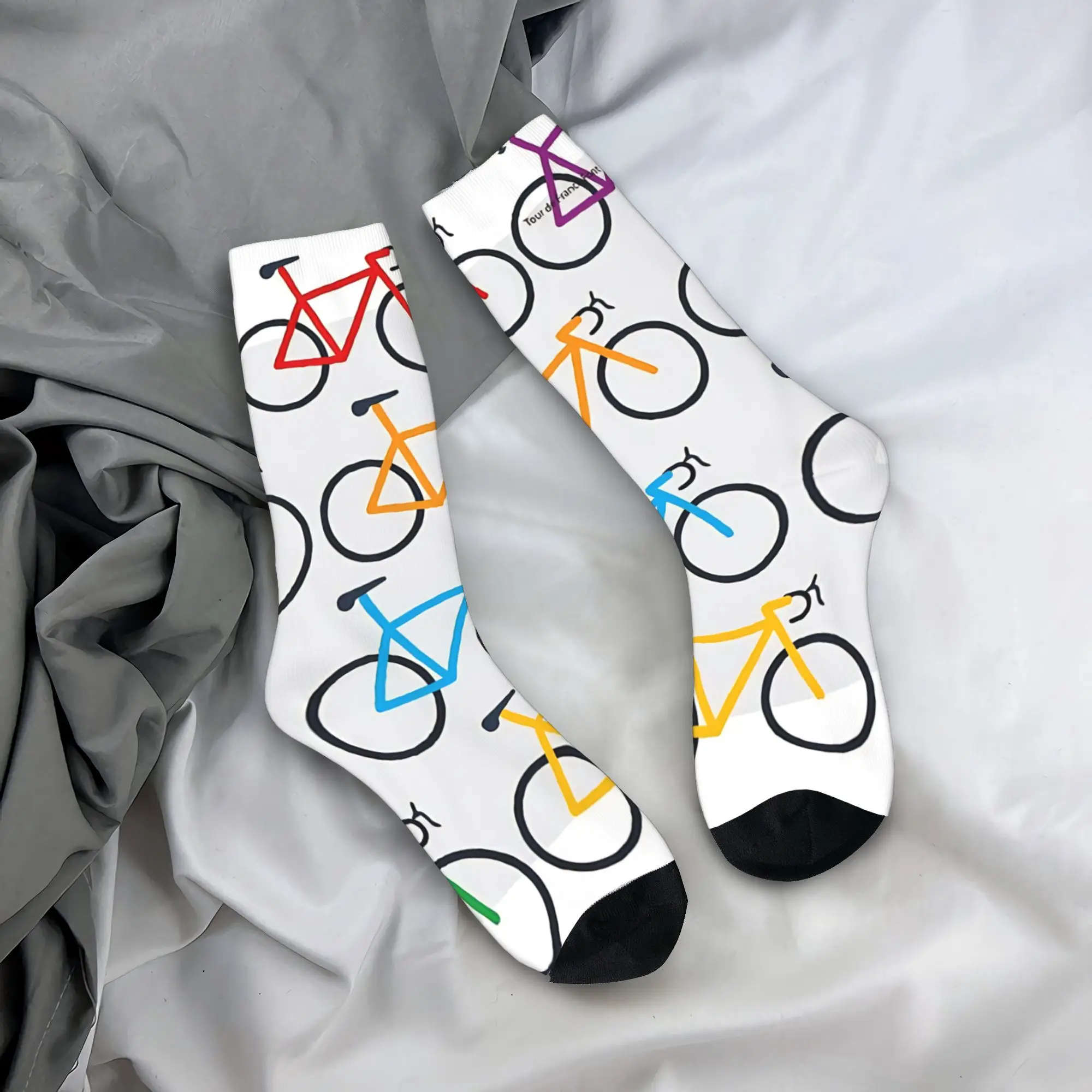

France Race Cycling Graphic Stockings Cycling Socks Men Quality Socks Winter Running Pattern Anti Slip Socks Birthday Present