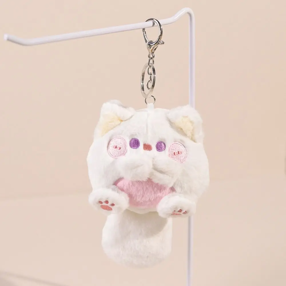 PP Cotton Plush Cat Keychain Korean Style Monkey Squeak Cat Plush Keyring Cartoon Lamb Plush Panda Doll Pendant Boyfriend