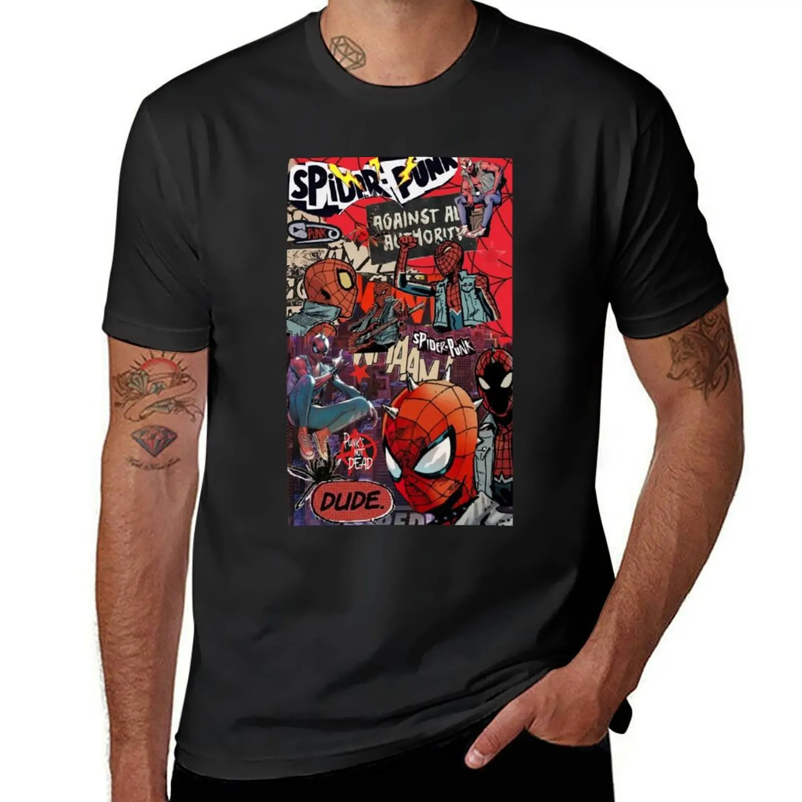 

Spider-Punk Collage T-Shirt Blouse boys animal print mens big and tall t shirts