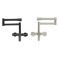 Cold and Hot Folding Kitchen Faucet 304 Stainless Steel Wall-mounted 360° Rotatable Black/Silver