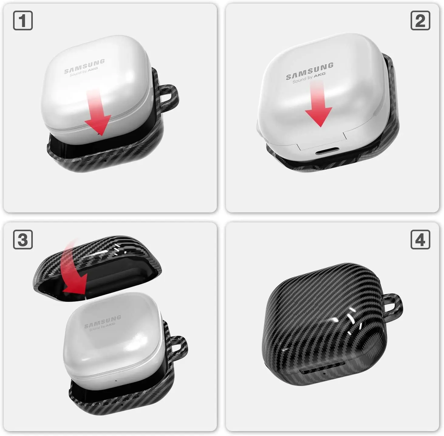 Funda de fibra de carbono para Samsung Galaxy Buds Live, carcasa con llavero, PC, protección dura contra golpes, carcasa de lujo para Galaxy buds 2/Pro