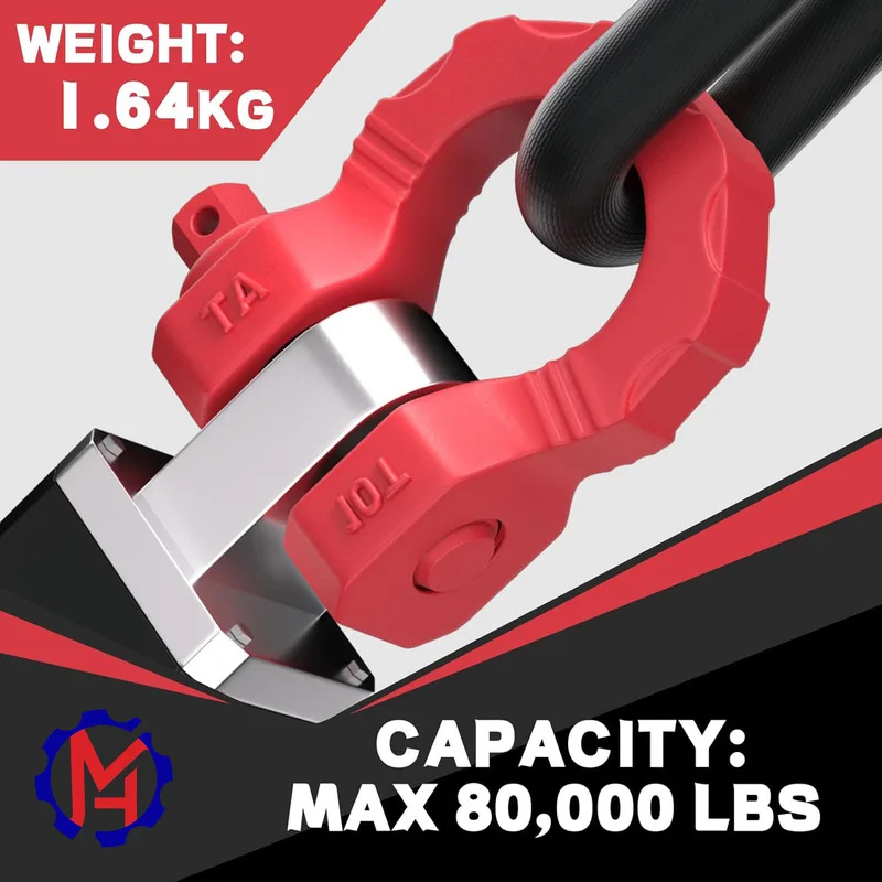 10 Ton Recovery D Ring Shackles, Heavy Duty Tow Shackles for Off Road Vehicles, Jeep SUV Truck Winch Recovery Accessories, 2Pack
