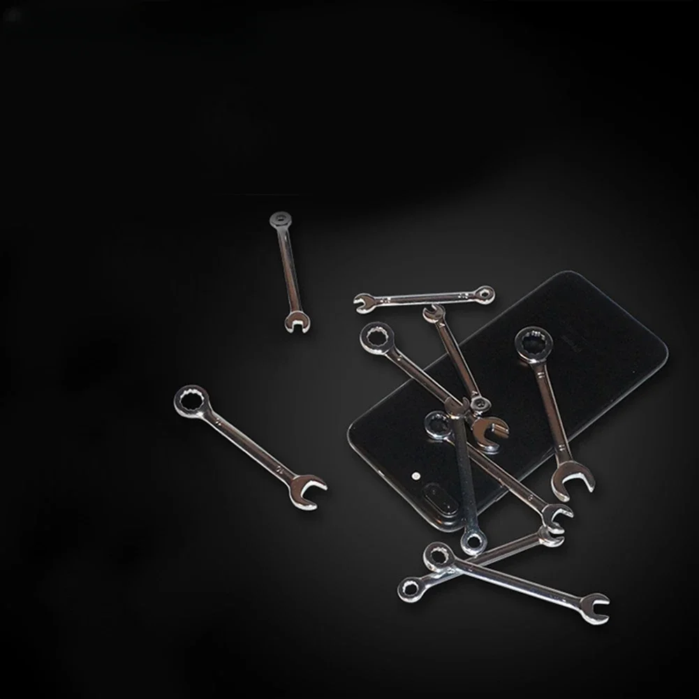 10pcs Mini Spanner Wrenches Set Hand Tool Key Ring Spanner Explosion-proof Pocket British/Metric Type Wrenches