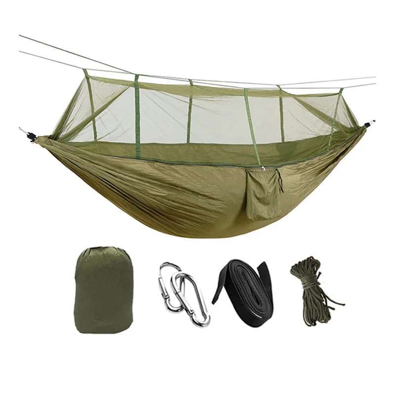 

High Quality Nylon Camping Outdoor Hammock with Mosquito Net Lightweight Portable Double Parachute Hammocks Tent For Hiking