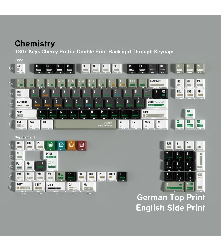 Keycap Korean Russian Western Spanish European small language side engraving light transmission Pbt original full set