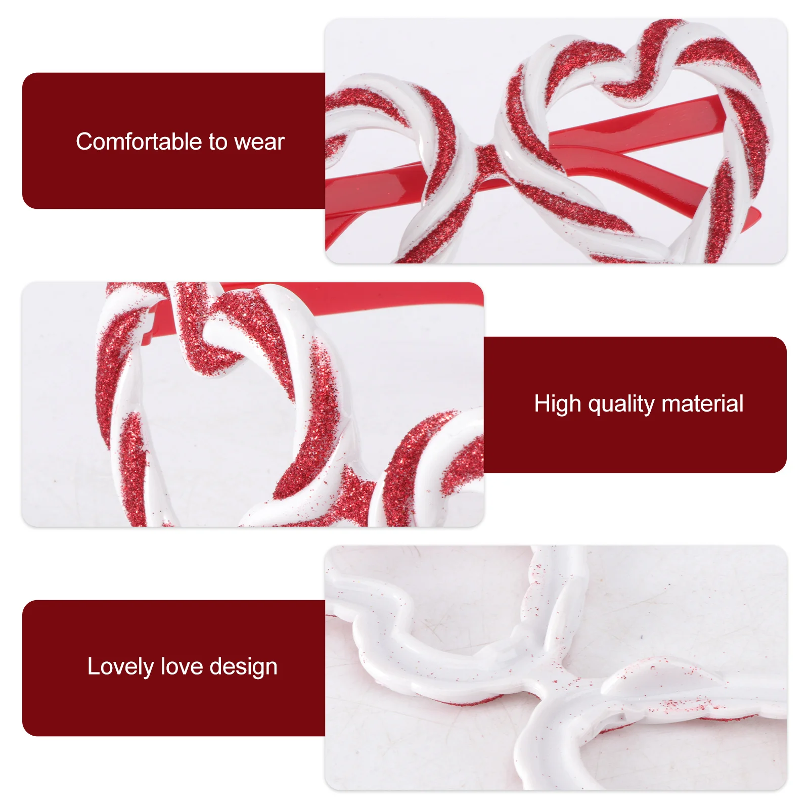 

4Pairs Fashion Heart Glasses Valentine Day Party Glasses Decor Photo Prop Unique Attractive Festive Atmosphere Smooth Safe