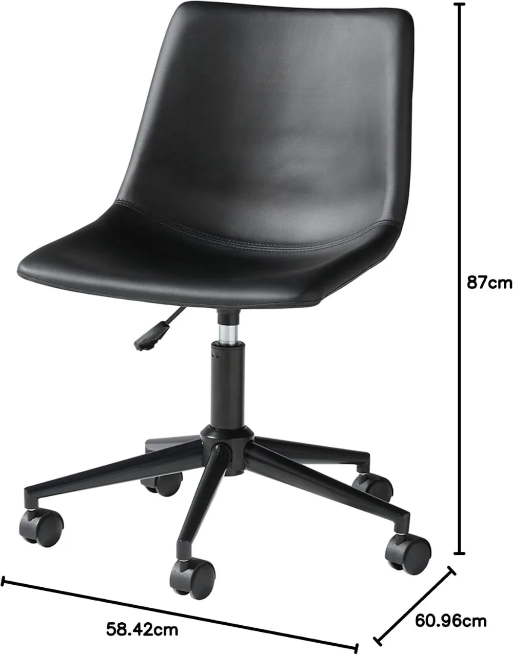 Faux Leather Adjustable Swivel Bucket Seat Home Office Desk Chair, Black