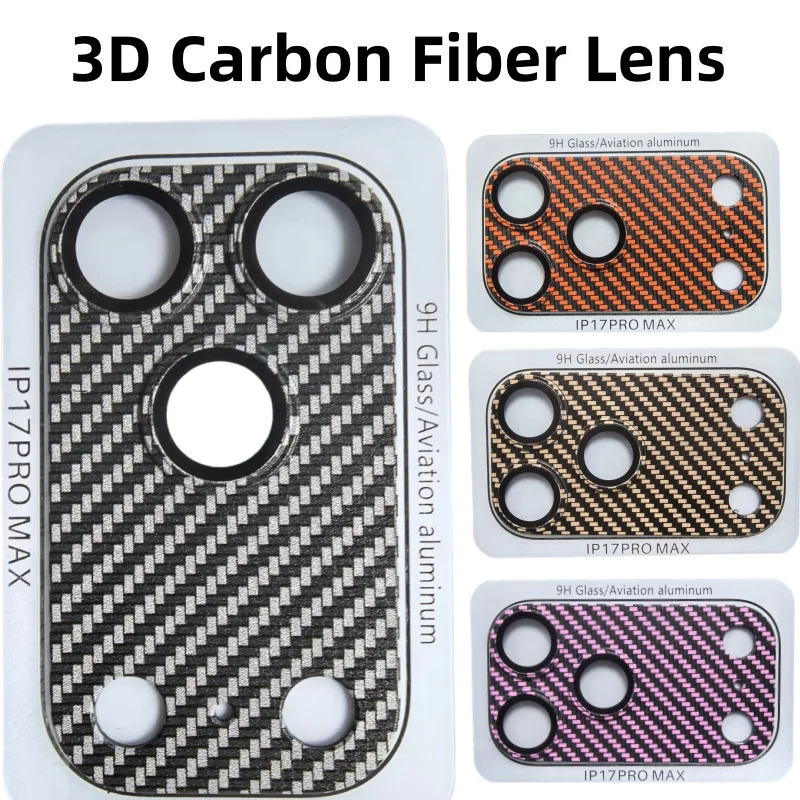 3D Aluminum Alloy Armor Camera Lens Protector for IPhone 17 Pro Max 17 Pro Kevlar Carbon Fiber Lens Film Cap Protection Case