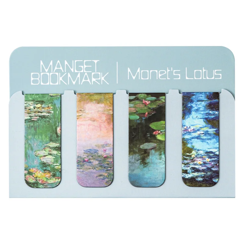 1set Creative Magnetic Bookmarks Impressionist Art Beautiful Landscape Book Pages Marker School Supplies Aesthetic Stationery
