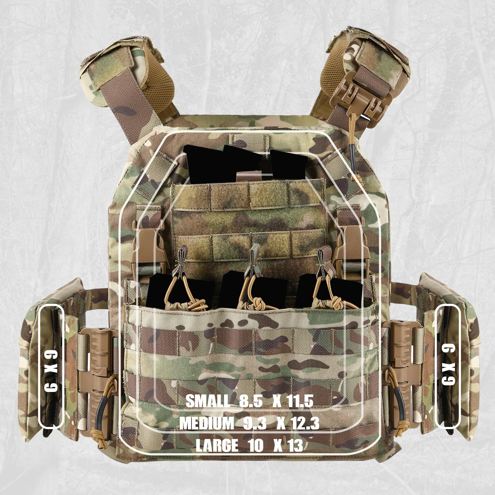 Rompi Tempur Militer Kamuflase Nilon 500D VPC Rompi Taktis Pembawa Rilis Cepat Dapat Dilepas Rompi Airsoft Peralatan Luar Ruangan