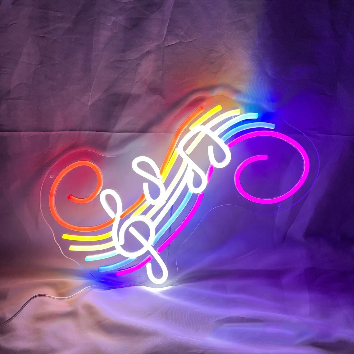 Music Flow Neon Sign Custom Music Notes on Stave Sign Live Music Neon Sign Music Wall Art Musical Notes Neon Sign Gift for Her