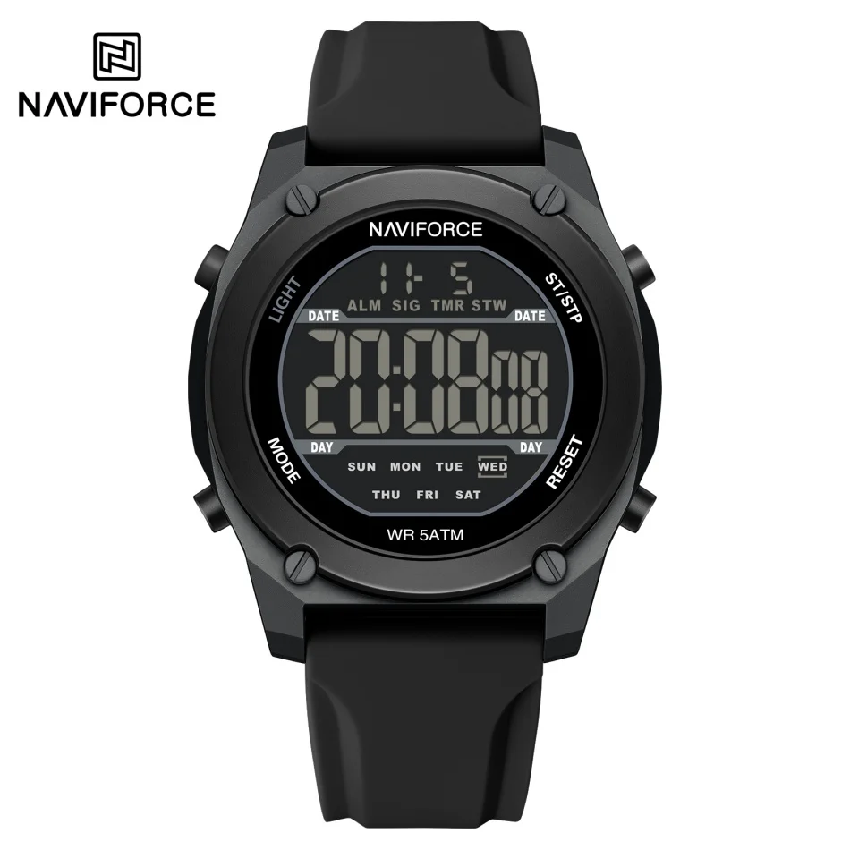 

NAVIFORCE NF7134 Men Waterproof Shockproof Watch with Night Light Calendar Display Silicone Starp Timepiece Clock