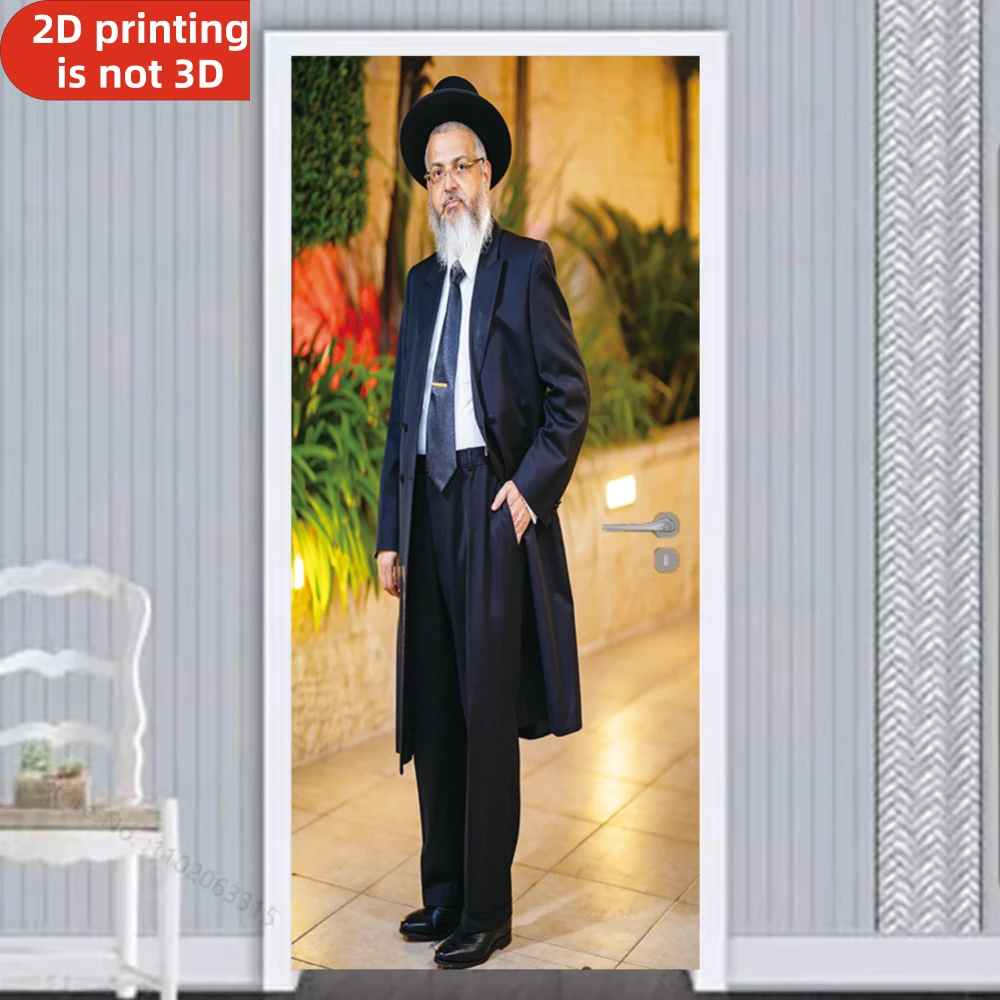Self-adhesive Door Stickers Solid Black Coat And Hat Vinyl Fridge Cover Decal Peel and Stick Wallpaper for Home Decor