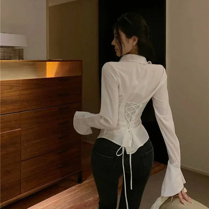 

Gidyq Faion Women's Bandage irts Korean Sle Cleanfit ort Sve Thin Polyester Fabric Women's irt Streetwear