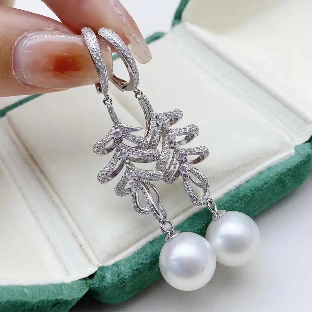 

Long/New AAAA9-10mm10-11mm Natural Japanese Fashion Pearl Earrings 925s