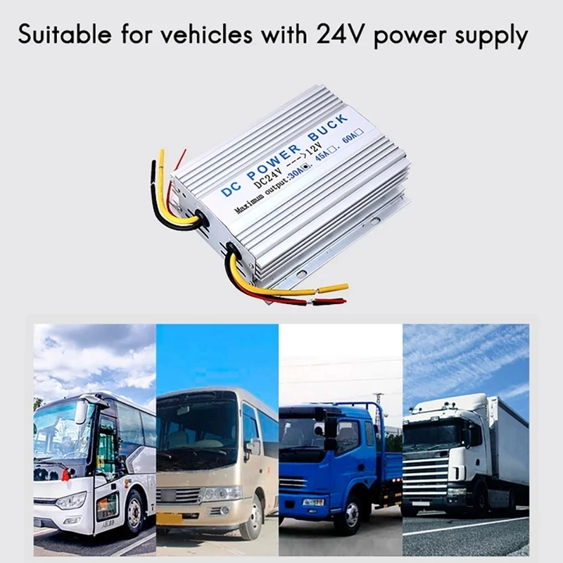 20A 30A DC 24V To DC 12V Auto Step Down Converter Regulator for Car Vehicle Boat Truck Van Power Inverter Adapter with Fan