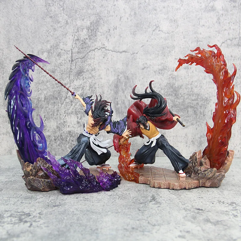 

Demon Slayer Kimetsu no Yaiba 23cm GK Battle Yoriichi Tsugikuni vs Kokushibo Light Up Рисунок Аниме Коллекционная модель Статуя Игрушка