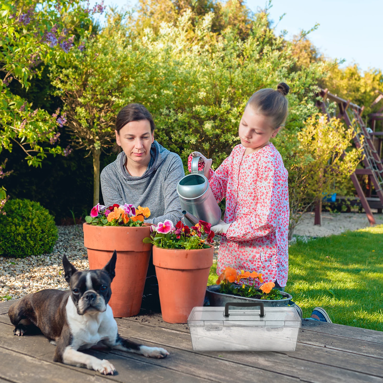 

1pcs Storage Box Transparent Plastic Organizer For Gardening Portable Compartment Case Small Storage Containers Flower Garden