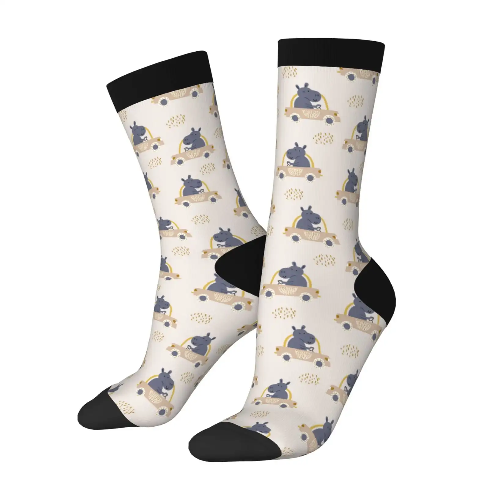 

Носки для взрослых Hippos Driving A Car с принтом для мужчин и женщин, носки до икры, носки до ботильонов, дышащие повседневные носки, унисекс