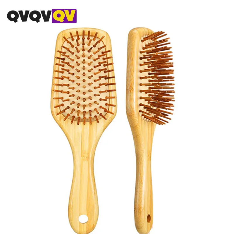 Wooden Bamboo Hair Combs Bristle Detangling Hairbrush for Women Men Reduce Frizz, Massage Scalp for Straight, Curly, Fine Hair