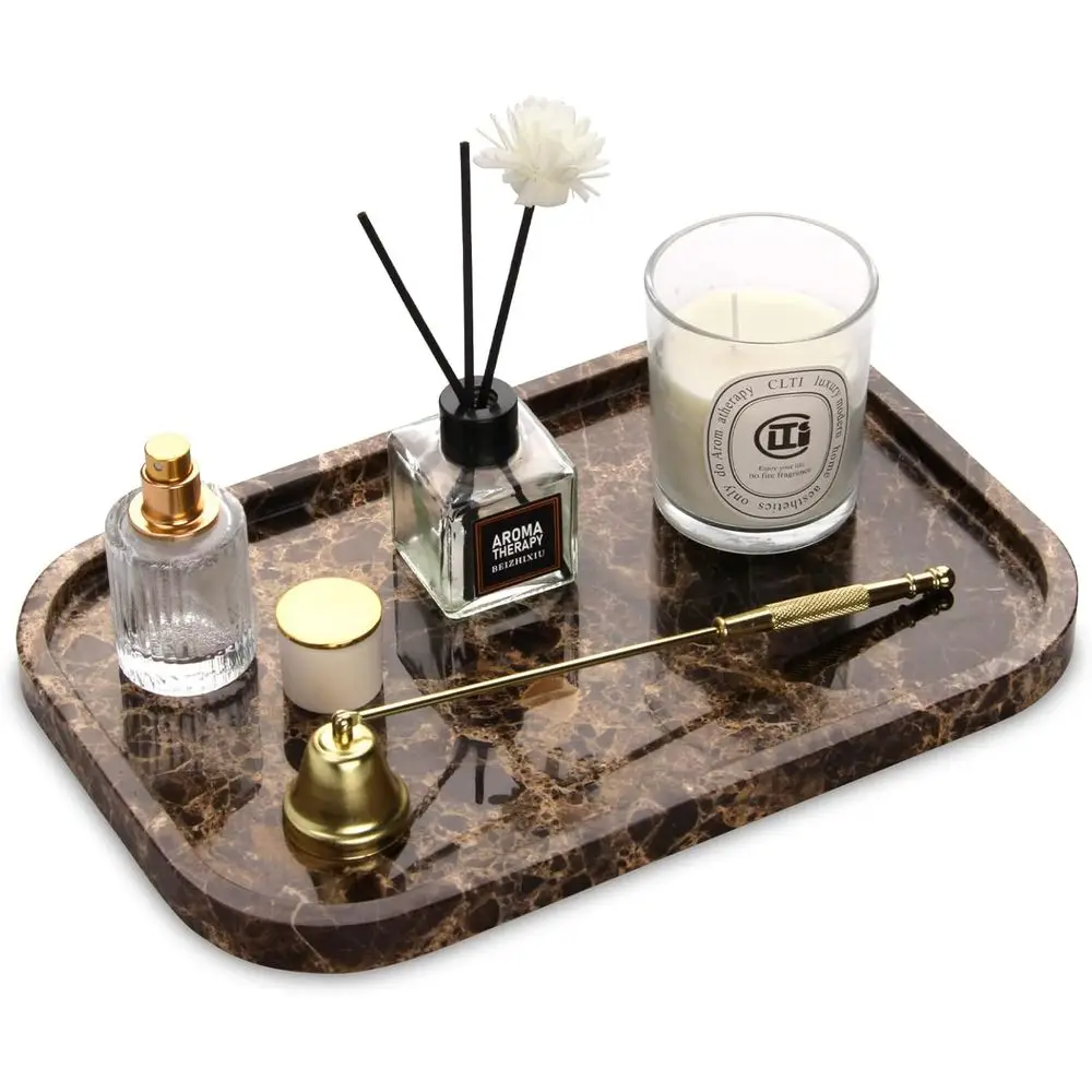 

Marble Bathroom Vanity Tray, Natural Marble Home Kitchen Table Tray, Stone Decorative Countertop Serving Organizer or Drer