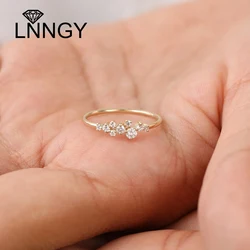 Lnngy-Anillo de moissanita de Plata de Ley 925 para mujer, bandas de boda, anillo de diamante de laboratorio brillante, bisutería, regalo de joyería fina