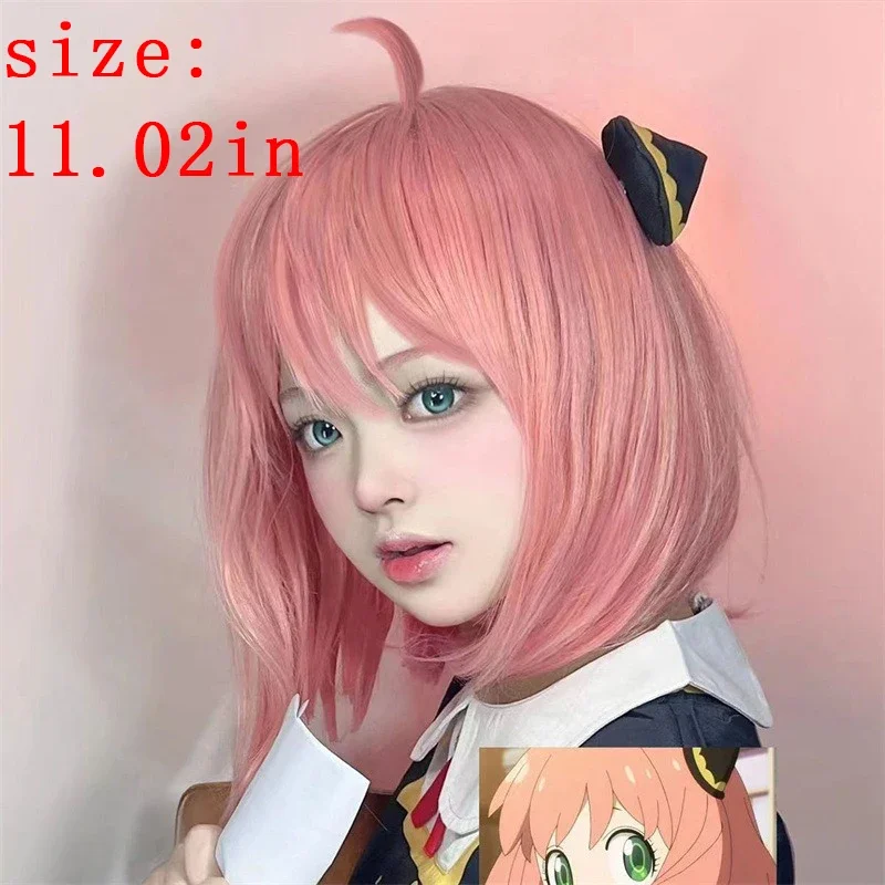 Anime  Cos Wig Anime Role Anya Forger Play The Role Headwear Pink Short Hair Comic Exhibition Dress Up Acg Bob Wig