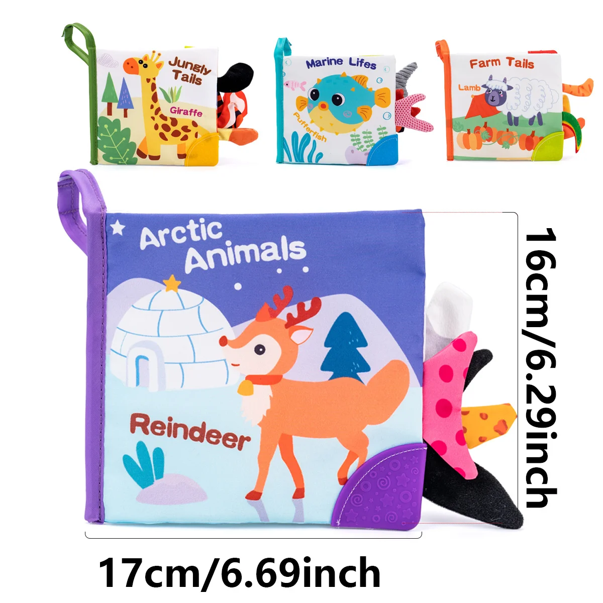 Cute Baby Books Toys, Touch and Feel Crinkle Cloth Book for Infant Baby, Early Development Interactive Stroller Soft Toys