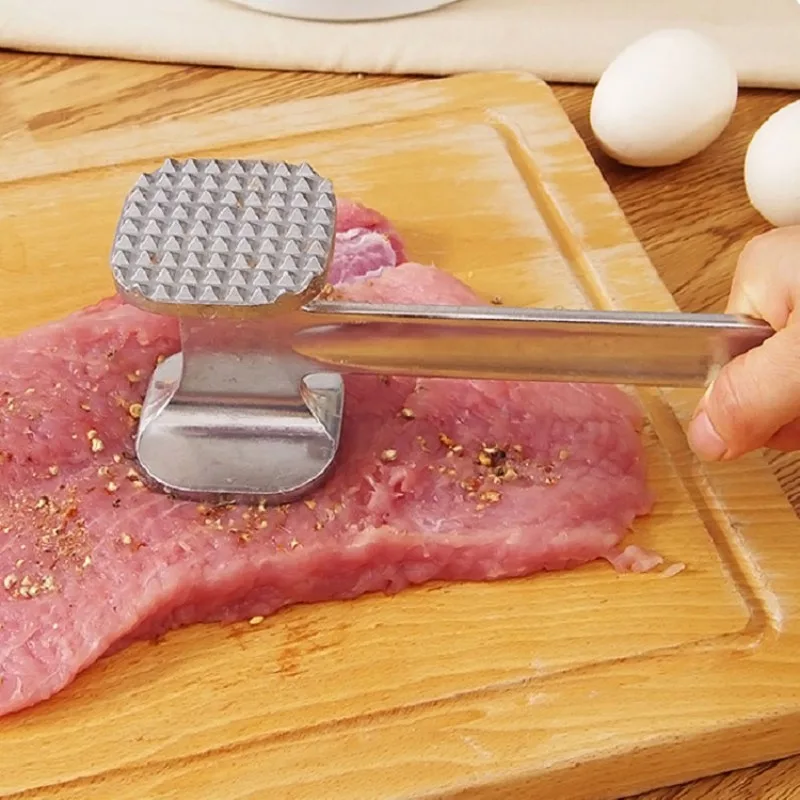 Double Sided Aluminum Meat Tenderizer Steak Hammer Round Meat Pounder for Kitchen Cooking Baking