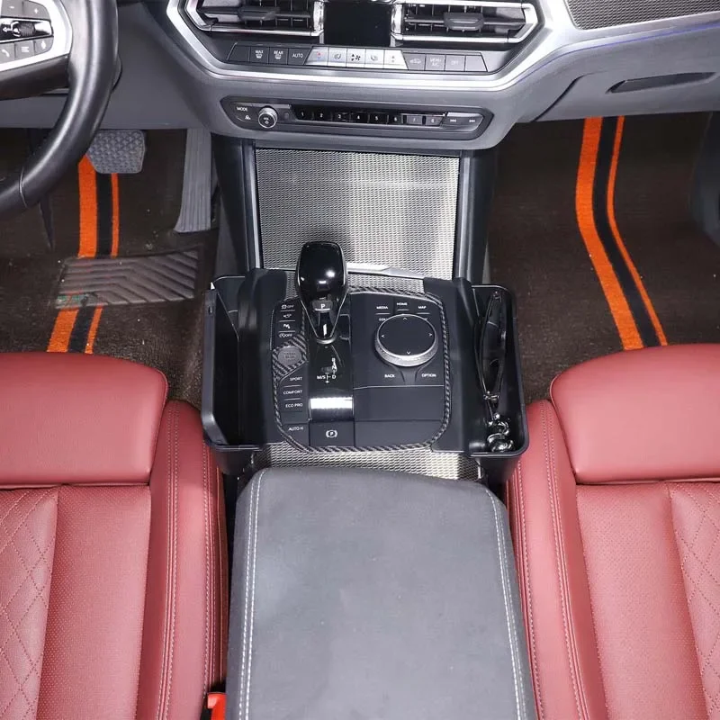 BMW 3シリーズ G20 2020-2025年式 車内アクセサリー ABS製 ブラック カーギアシフト収納ボックス トレイ 両側オーガナイザー 左ハンドル車用