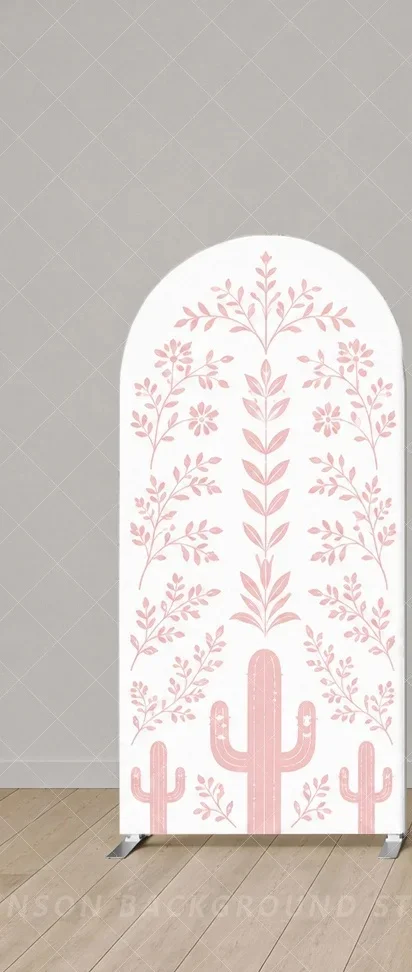 Custom Cielito Lindo Pink Arch Backdrop Cover Mexican Floral Cactus Talavera Tile flower Baby Shower Fiesta Background
