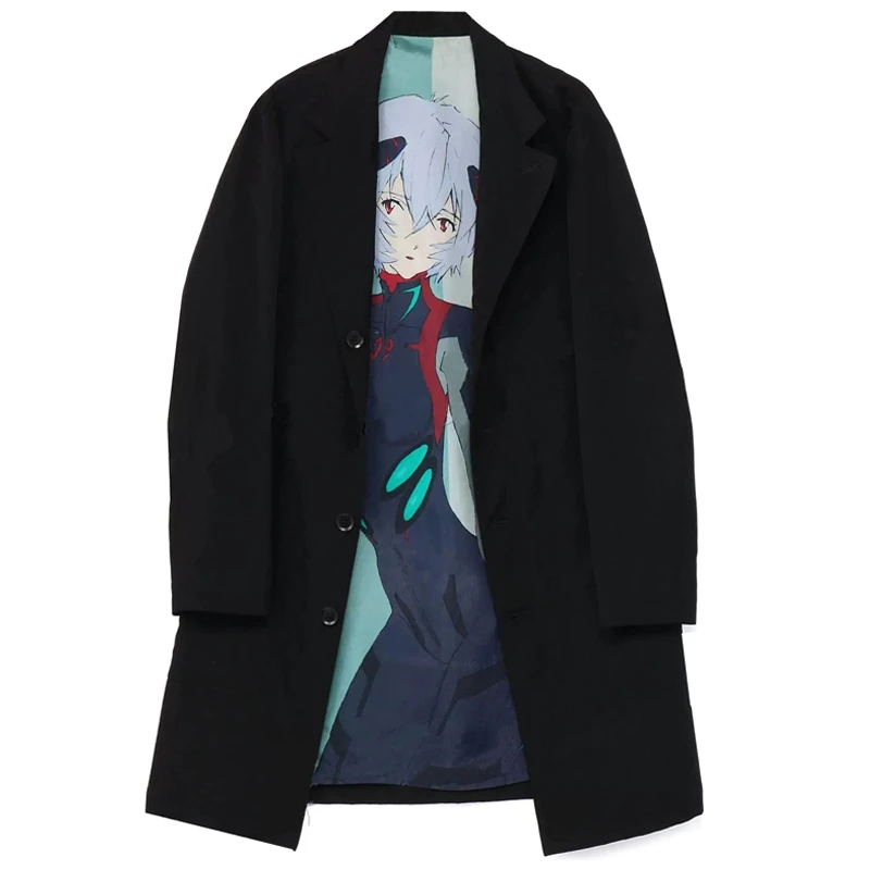 YAMAMOTO-Style Coat 2024 HighQuality Dark Cartoon Evangelion Ayanami Rei Medium Length Suit Coat Owens Casual Coat