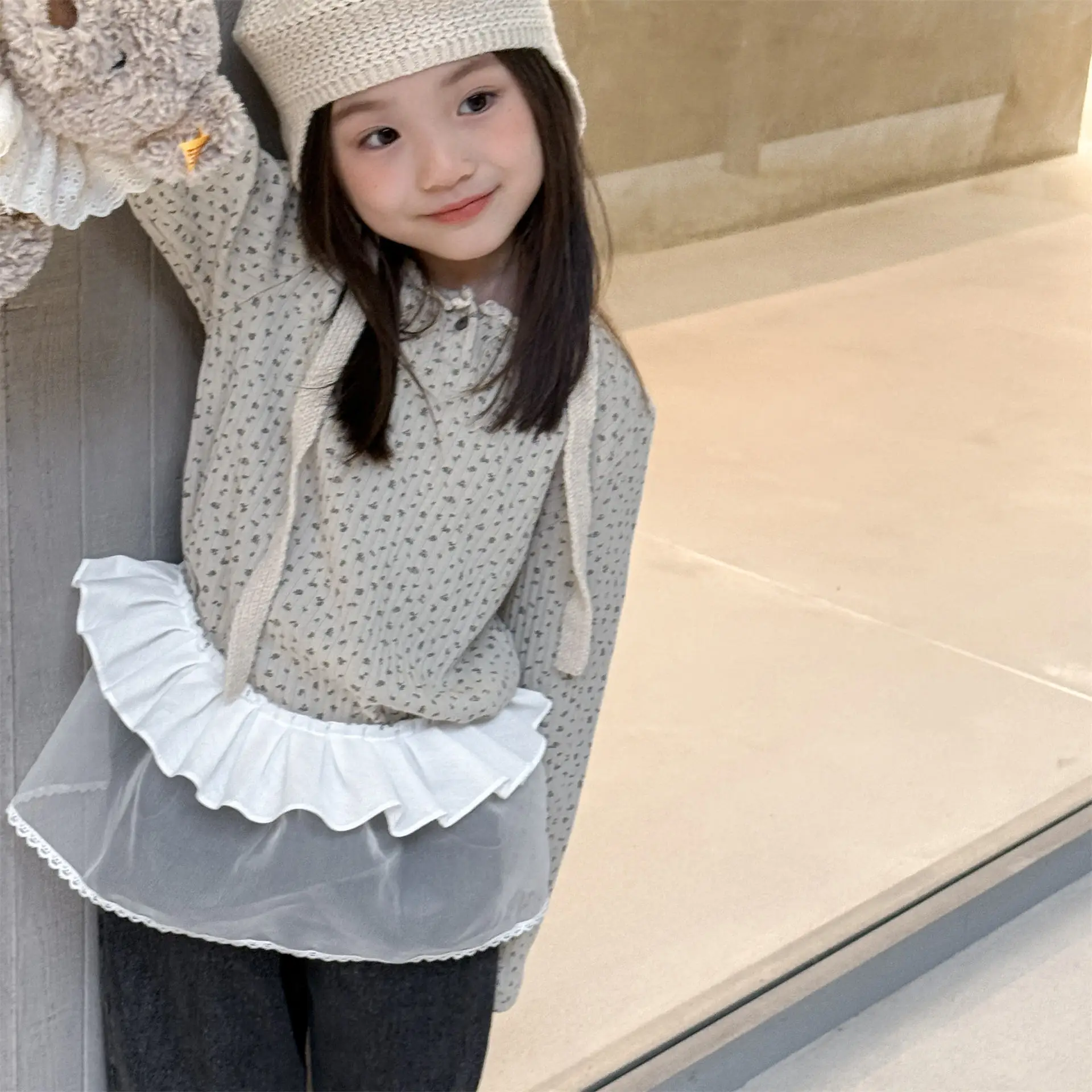 

Girls Top Spring Autumn Korean Edition Long Sleeve Bottom Shirt Casual Fashion Daily Fashionable Versatile Soft and Comfortable