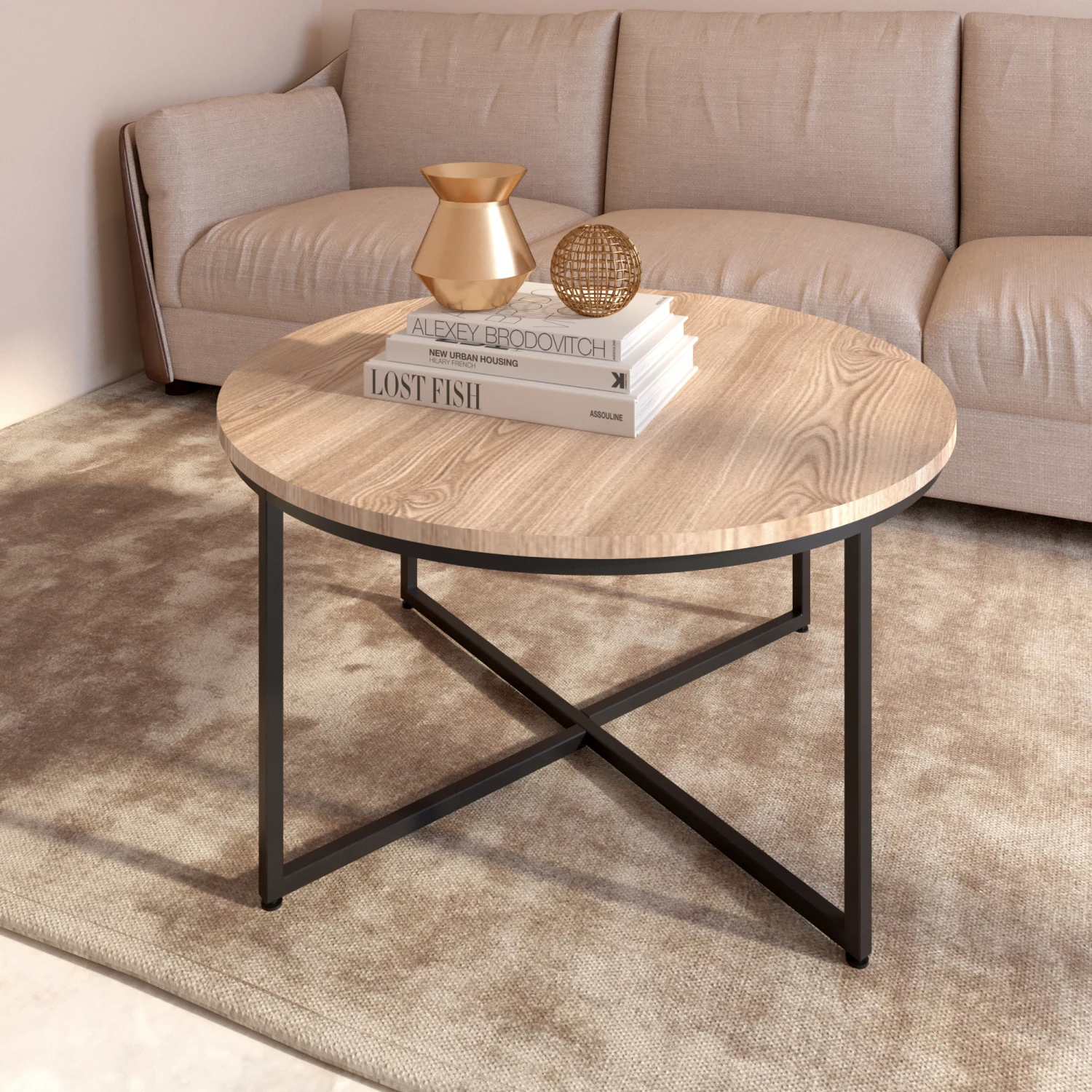 

Modern Round Metal Coffee Table