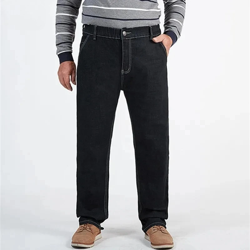 Oversized Men Jeans 200KG High Waist Thick Autumn Winter Stretch Loose Fit Straight Plus Size 52 54 56 Summer Denim Dad Trousers