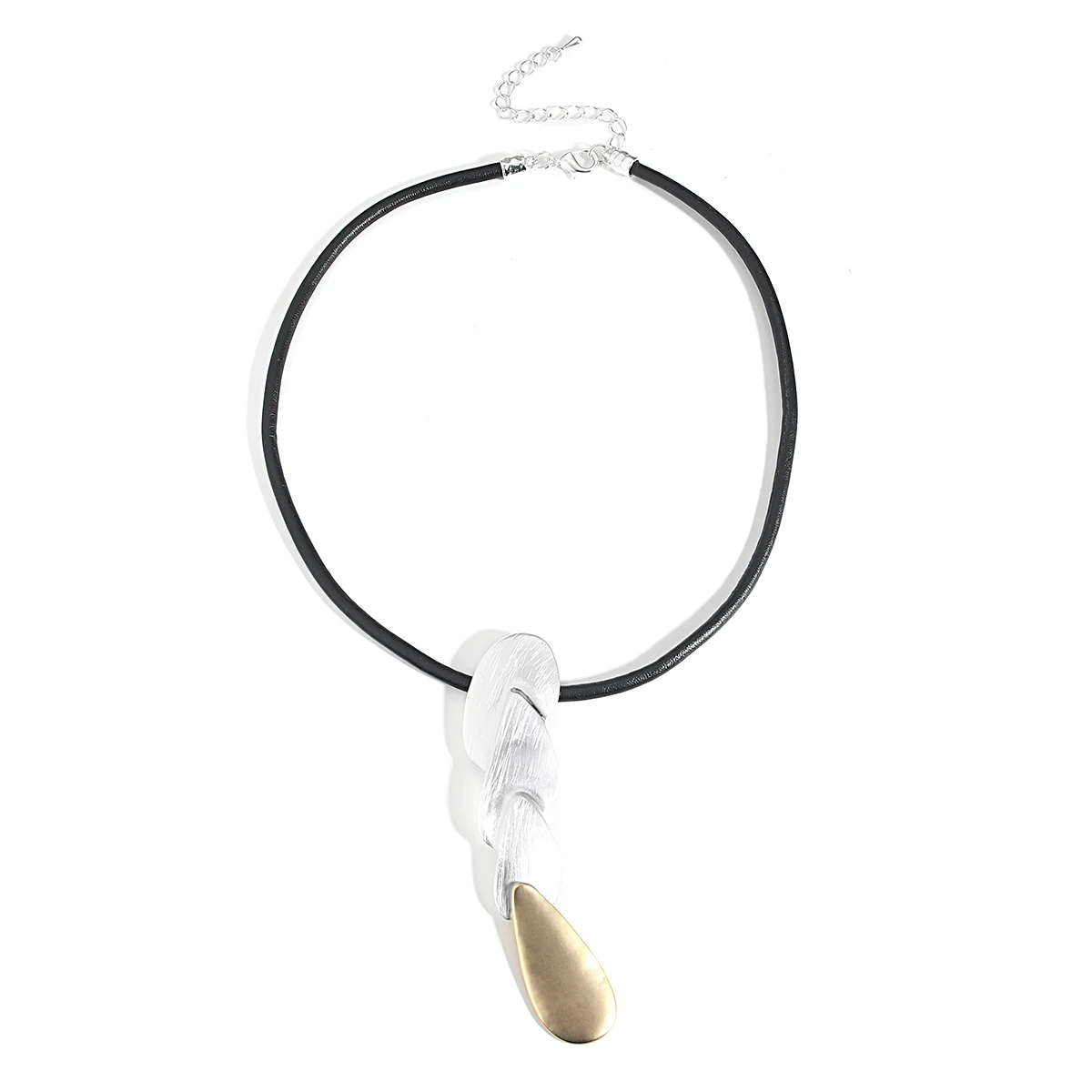 

Amorcome Minimalist Geometric Water Drop Pendant Necklace for Women Vintage Black Leather Rope Chain Choker Daily Neck Jewelry
