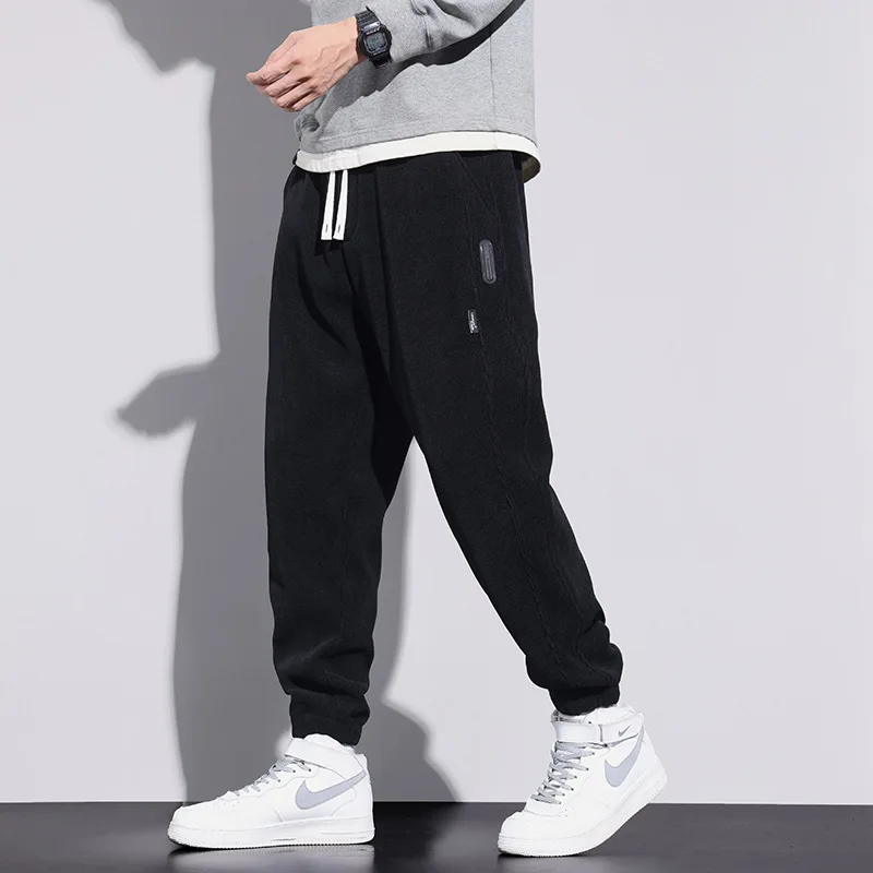 Men Baggy Pants Corduroy Sweatpants Fashion Streetwear Clothes Autumn Winter Trousers Loose Casual Fleece Plus Size 5XL Pants