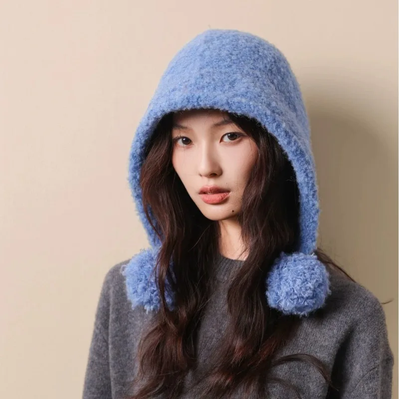 جديد الحلو لون الحلوى لطيف بوم بوم بالاكلافا القبعات للنساء الخريف والشتاء الدافئة تنوعا سدادات حماية الأذن بيني للرجال